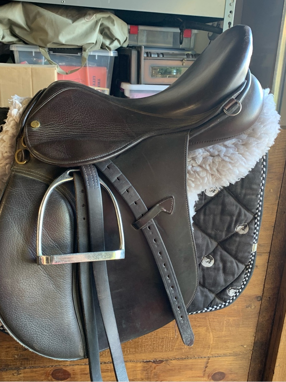Collegiate English Saddle with Attached Stirrups